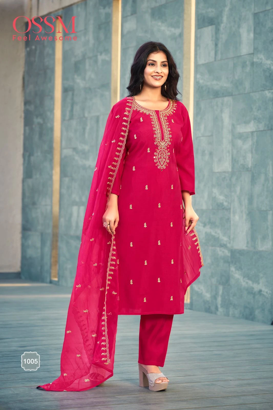 Ossm Festive Stories Vol 03 Viscos Roman Silk Wholesale Readymade Salwar Suit Catalog — Wholesale Salwar Suits, MPA wholesale from Surat — view 4